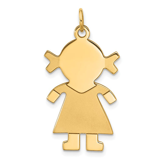 14k Yellow Gold Satin GirlEngravable Charm Pendant Jewelry Gifts (Length 1.33" Width 0.62")