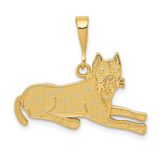 14k Yellow Gold Pit Bull Engravable Charm Pendant Jewelry Gifts (Length 0.9" Width 0.98")