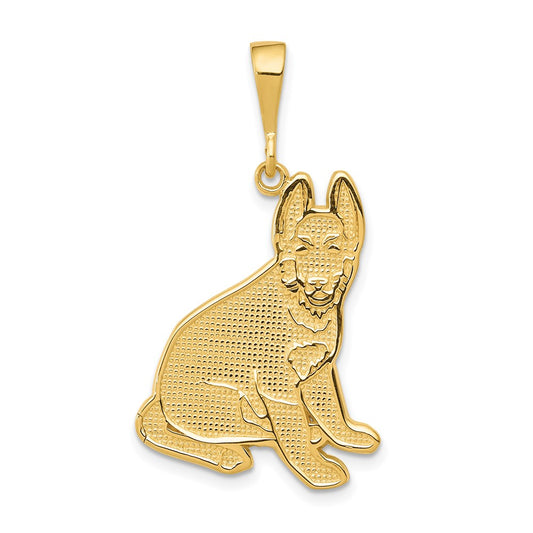 14k Yellow Gold German Shepherd Engravable Charm Pendant Jewelry Gifts (Length 1.37" Width 0.74")