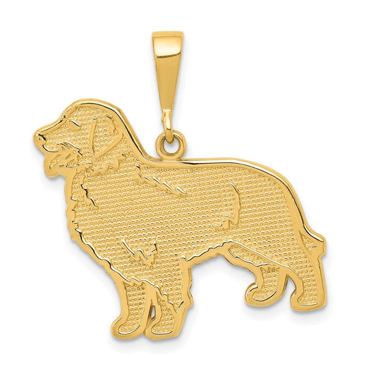14k Yellow Gold Golden Retriever Engravable Charm Pendant Jewelry Gifts (Length 1.13" Width 1.01")