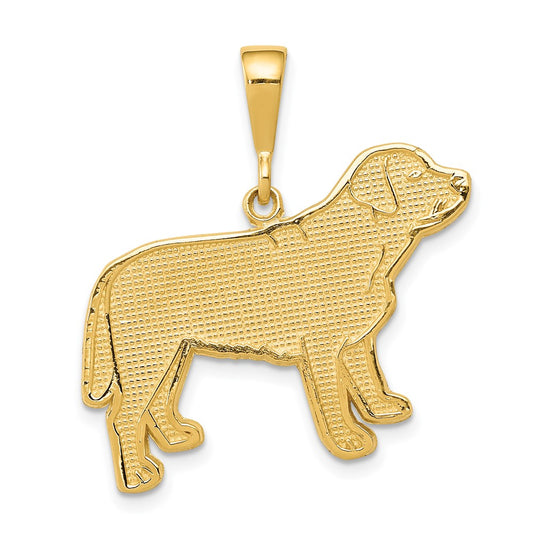 14k Yellow Gold Labrador Dog Engravable Charm Pendant Jewelry Gifts (Length 1.13" Width 1.09")