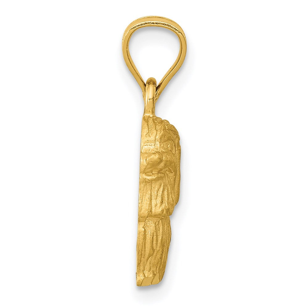 14k Yellow Gold Diamond cut Shih TzuEngravable Charm Pendant Jewelry Gifts (Length 0.7" Width 0.51")