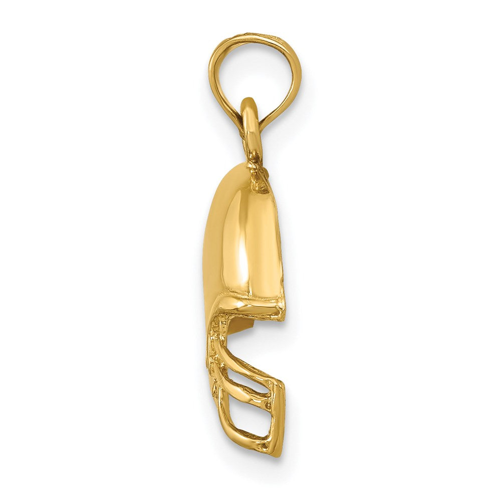 14k Yellow Gold Football HelmetEngravable Charm Pendant Jewelry Gifts (Length 0.78" Width 0.55")