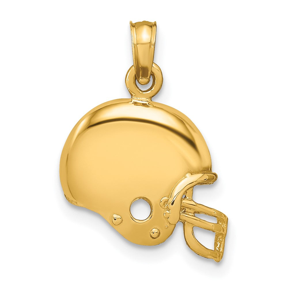 14k Yellow Gold Football HelmetEngravable Charm Pendant Jewelry Gifts (Length 0.78" Width 0.55")
