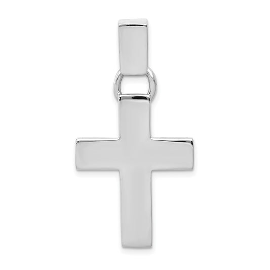 14k White Gold Modern Crucifix CrossEngravable Charm Pendant Jewelry Gifts (Length 1.56" Width 0.8")