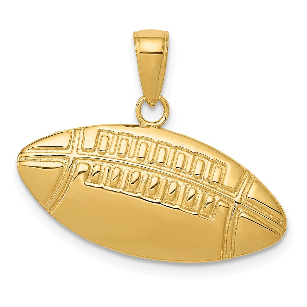 14k Yellow Gold Polished Medium FootballEngravable Charm Pendant Jewelry Gifts (Length 0.55" Width 0.94")