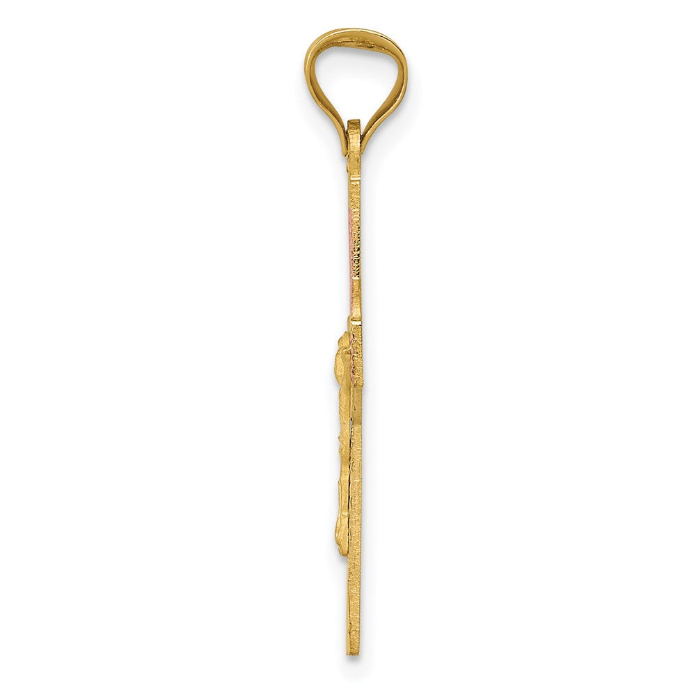 14k Yellow Gold Iona Crucifix CrossEngravable Charm Pendant Jewelry Gifts (Length 1.09" Width 0.55")