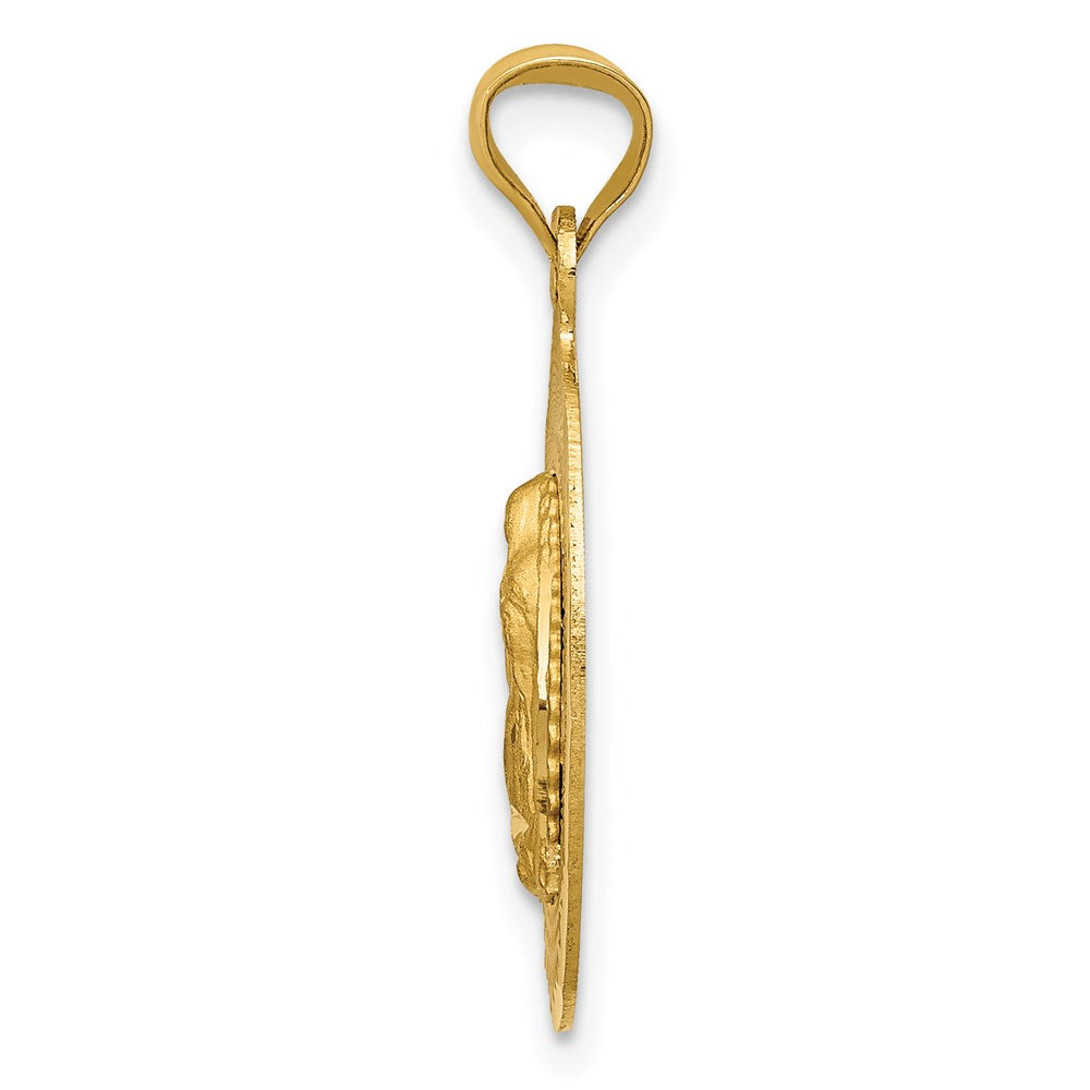 14k Yellow Gold Polished Diamond Cut Lady Of Guadalupe OvalEngravable Charm Pendant Jewelry Gifts (Length 0.78" Width 0.51")