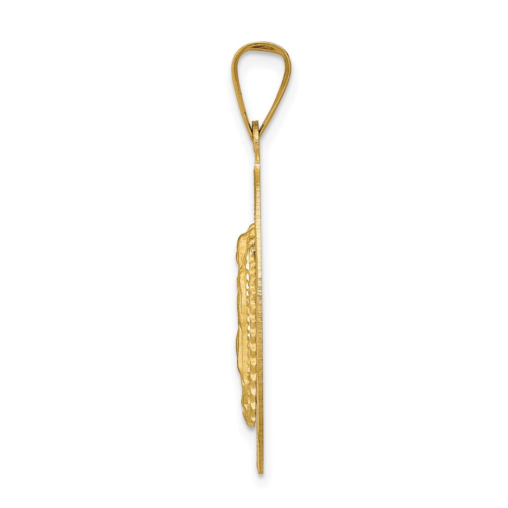 14k Yellow Gold Diamond Cut Lady Of Guadalupe OvalEngravable Charm Pendant Jewelry Gifts (Length 1.31" Width 0.69")