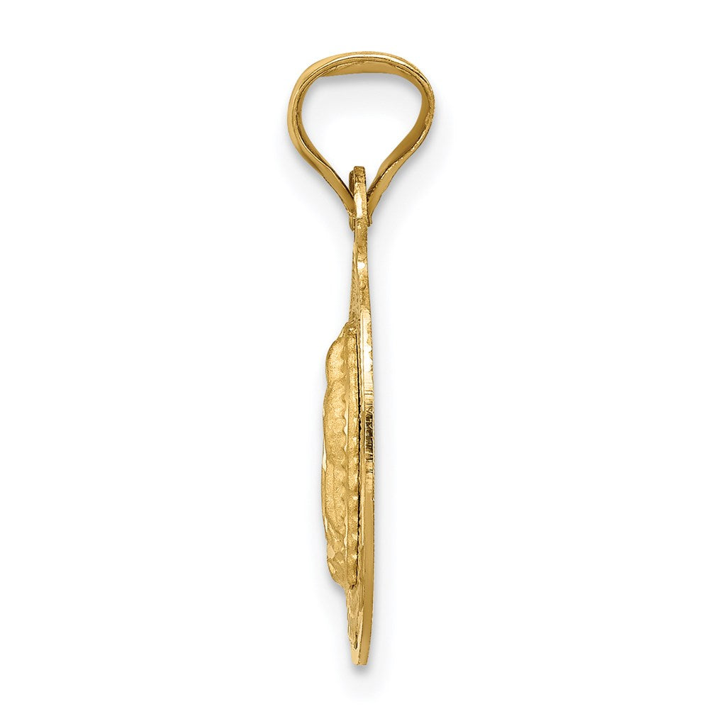 14k Yellow Gold Polished Diamond Cut Lady Of Guadalupe OvalEngravable Charm Pendant Jewelry Gifts (Length 0.66" Width 0.37")