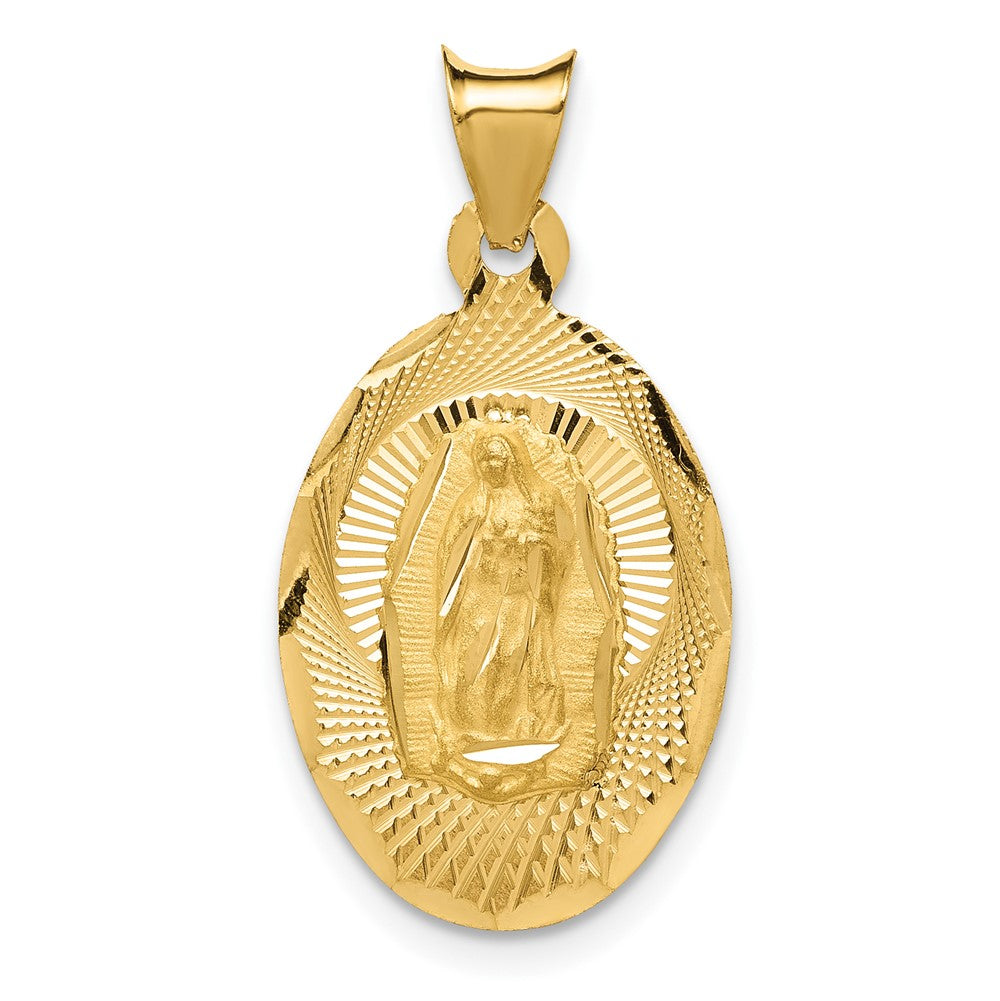 14k Yellow Gold Our Lady of GuadalupeEngravable Charm Pendant Jewelry Gifts (Length 1.01" Width 0.53")