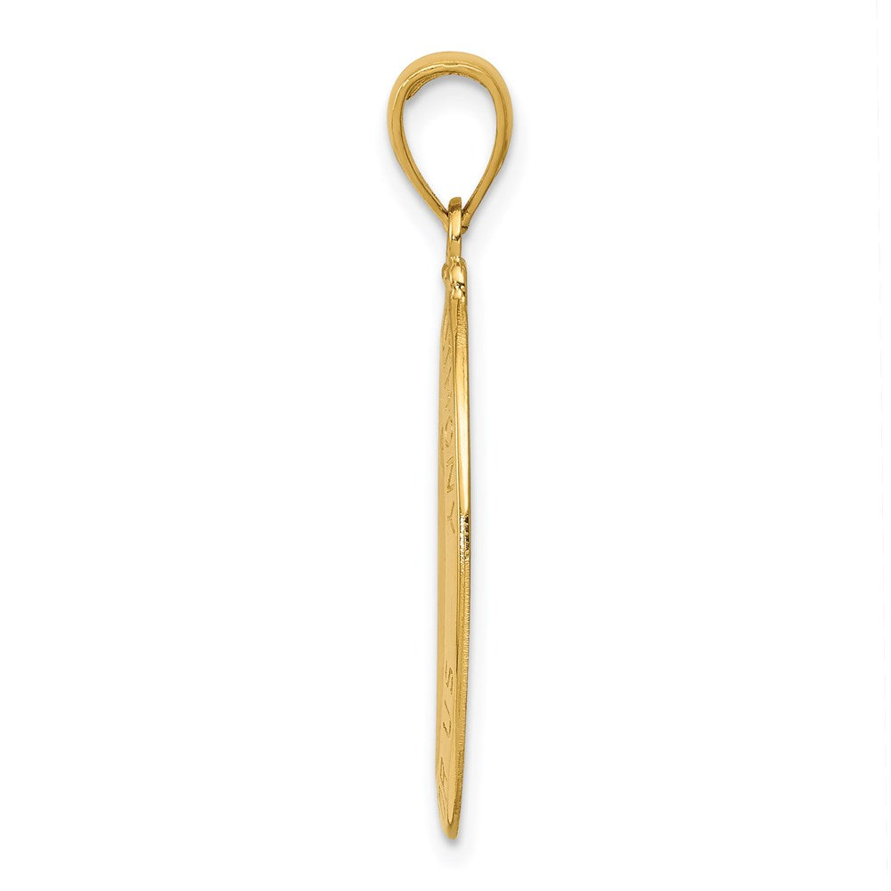 14k Yellow Gold Saint Anthony Oval Medal Hollow Engravable Charm Pendant Jewelry Gifts (Length 1.23" Width 0.59")