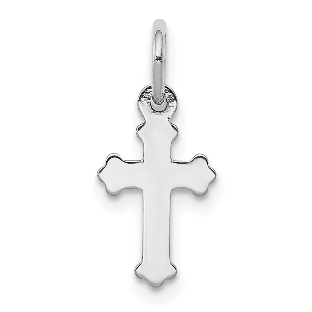 14k White Gold Mini Polished Crucifix CrossEngravable Charm Pendant Jewelry Gifts (Length 0.66" Width 0.29")