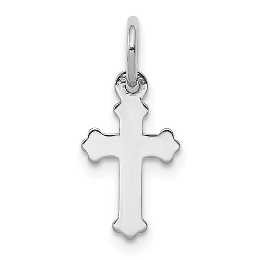 14k White Gold Mini Polished Crucifix CrossEngravable Charm Pendant Jewelry Gifts (Length 0.66" Width 0.29")