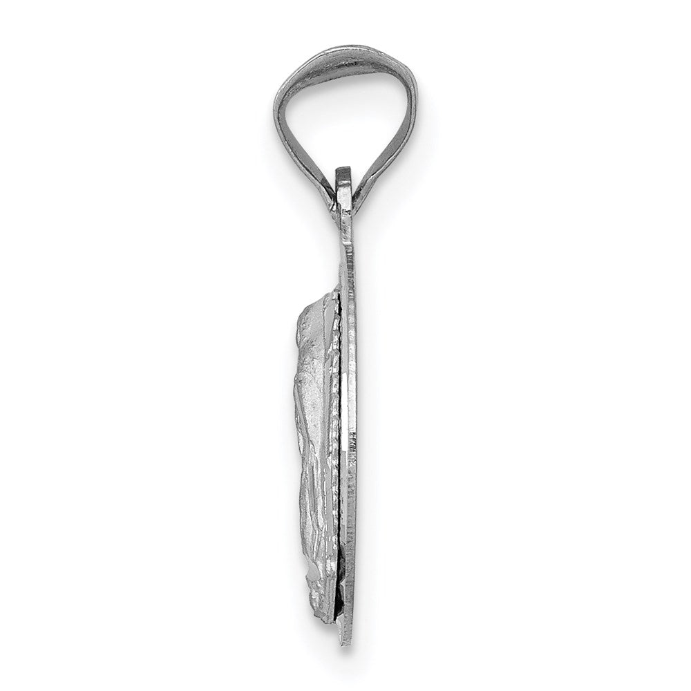 14k White Gold Our Lady of Guadalupe Semi RoundEngravable Charm Pendant Jewelry Gifts (Length 0.51" Width 0.5")