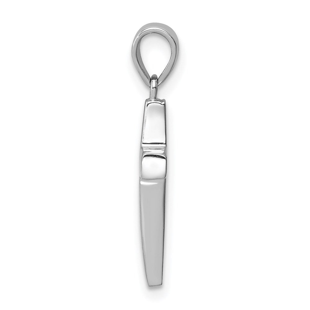 14k White Gold Crucifix CrossEngravable Charm Pendant Jewelry Gifts (Length 0.92" Width 0.43")