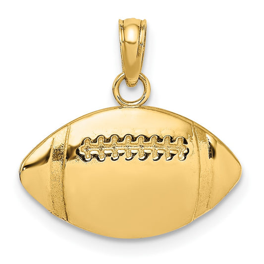 14k Yellow Gold 2D Football Engravable Charm Pendant Jewelry Gifts (Length 0.42" Width 0.68")