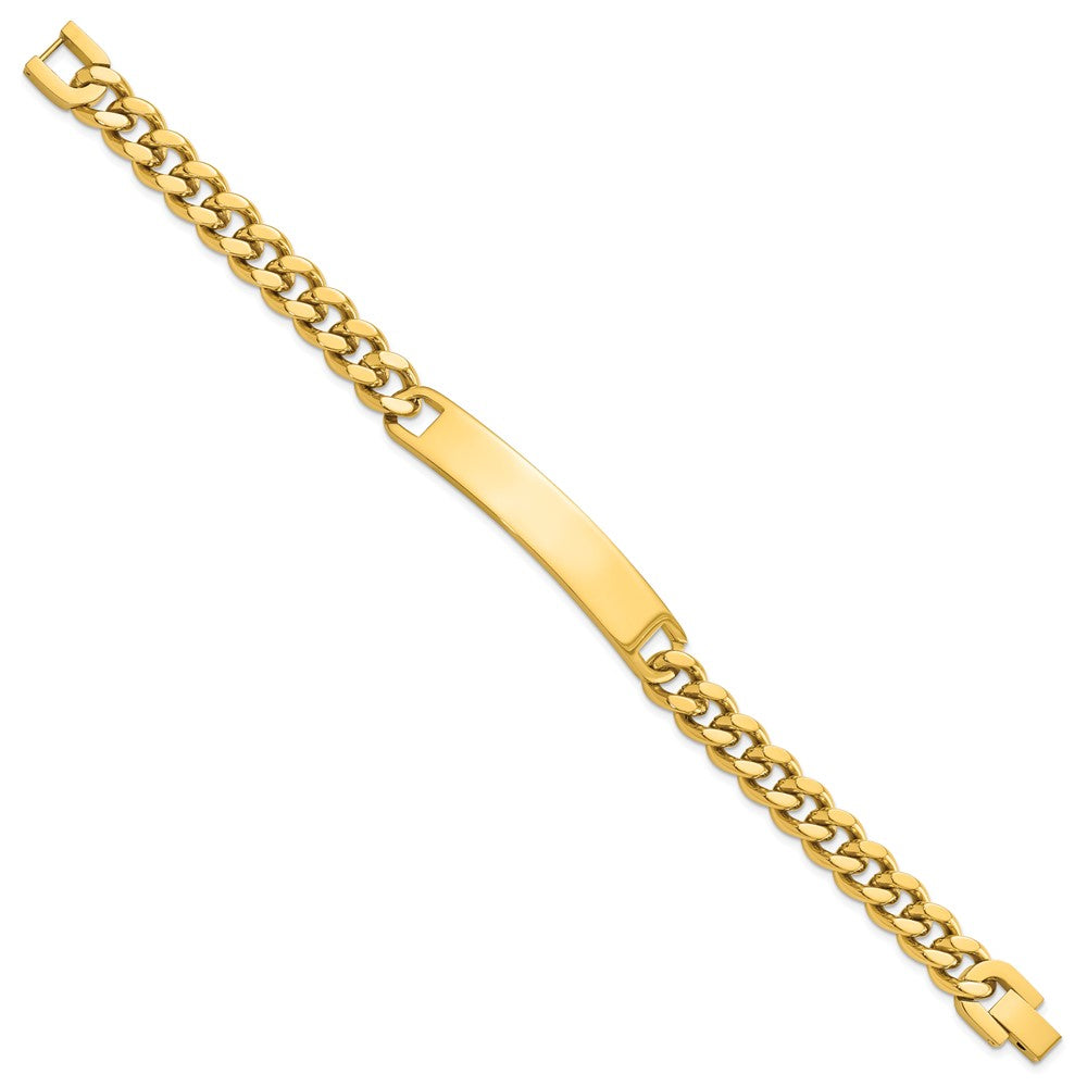 Engravable Stainless Steel Yellow PVD Plated ID Bracelet Length 8.25 inches Width 10 mm With Fold Over Clasp