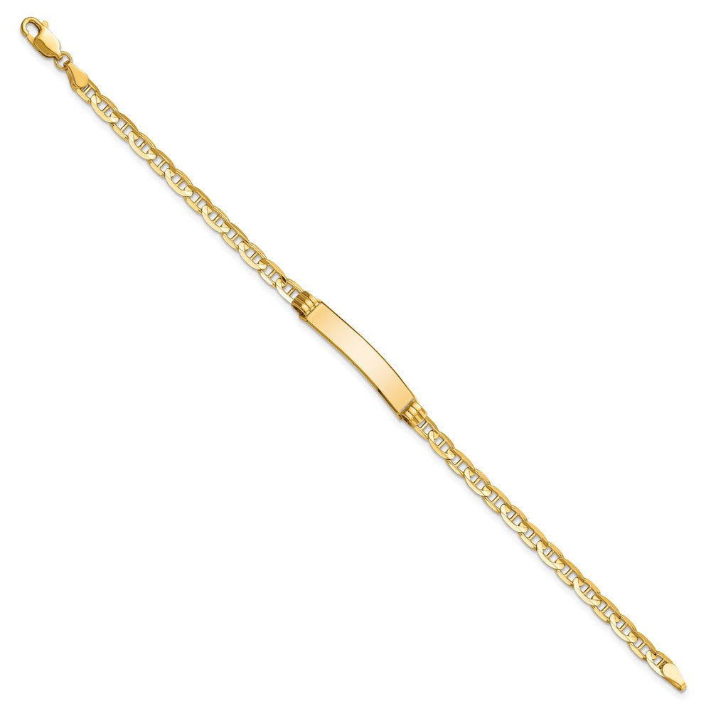 Engravable 14K Yellow Gold Anchor Link ID Bracelet Length 8 inches Width 4.5 mm With Lobster Claw Clasp