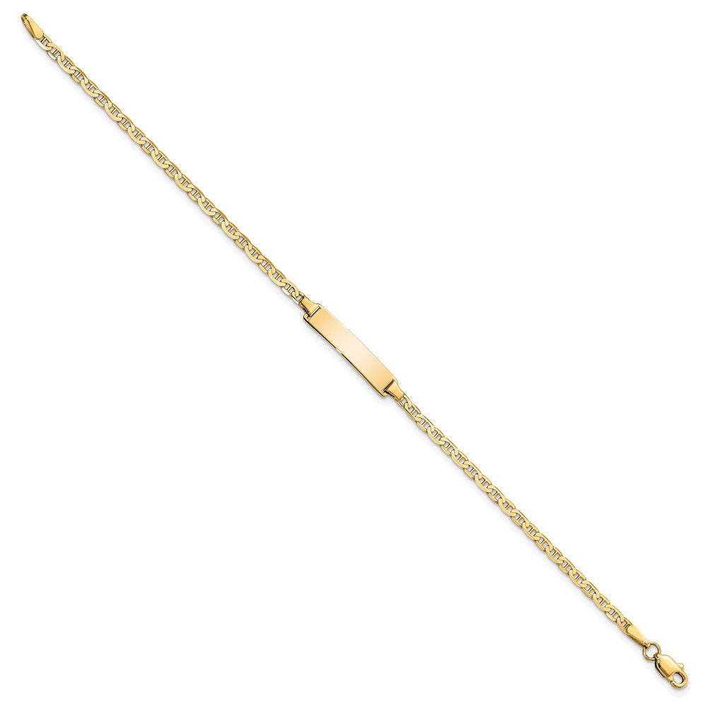 Engravable 14K Yellow Gold Flat Anchor Link ID Bracelet Length 7 inches Width 4.5 mm With Lobster Claw Clasp