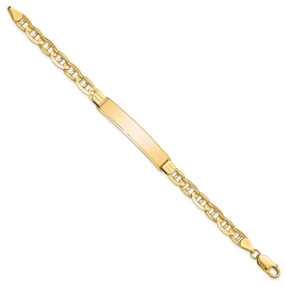Engravable 14K Yellow Gold Anchor Link ID Bracelet Length 8 inches Width 7.8 mm With Lobster Claw Clasp