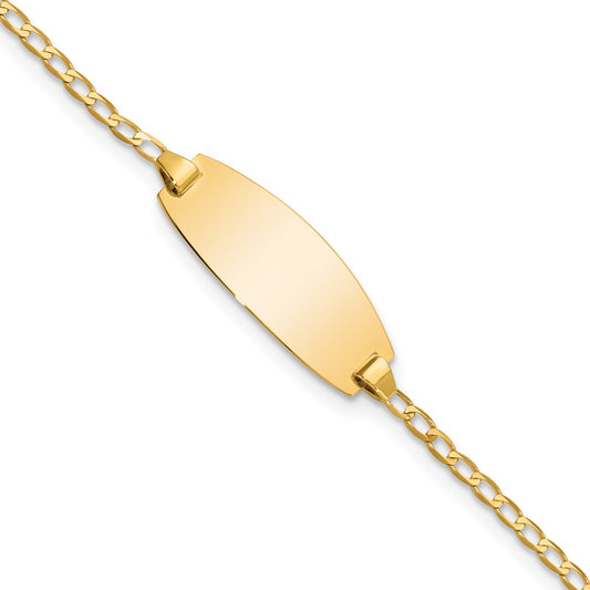 Engravable 14K Yellow Gold Oval Curb ID Bracelet Length 5.5 inches Width 8.5 mm With Lobster Claw Clasp
