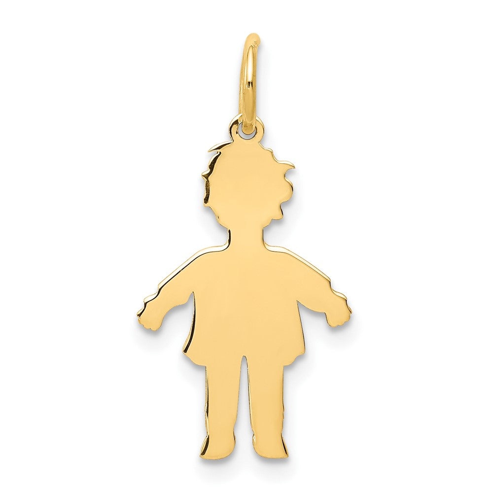 14k Yellow Gold Plain Polished Small BoyEngravable Charm Pendant Jewelry Gifts (Length 0.94" Width 0.47")