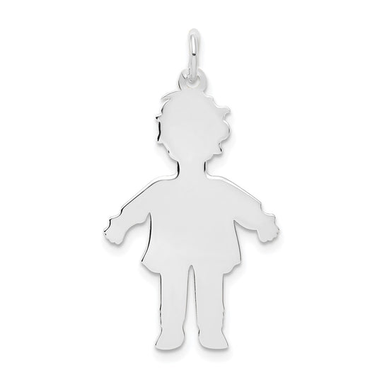 14k White Gold Plain Polished Large BoyEngravable Charm Pendant Jewelry Gifts