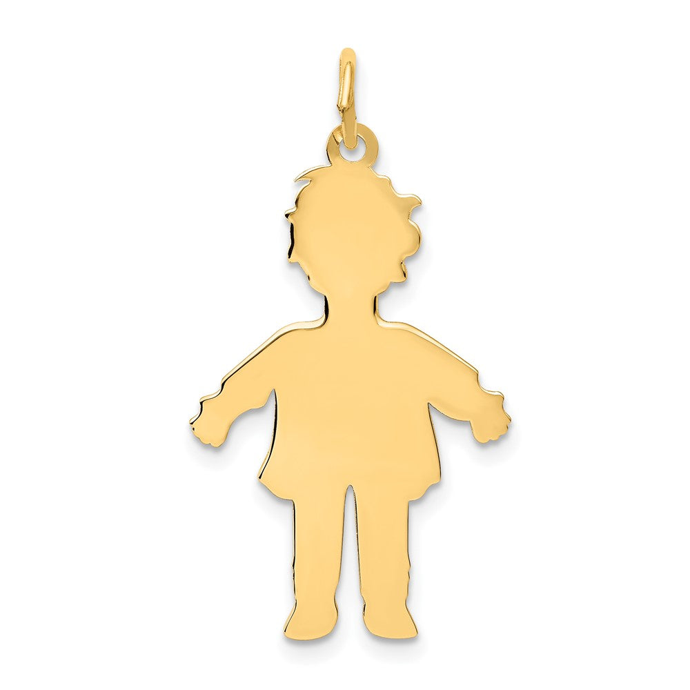 14k Yellow Gold Plain Polished Large BoyEngravable Charm Pendant Jewelry Gifts (Length 1.25" Width 0.74")