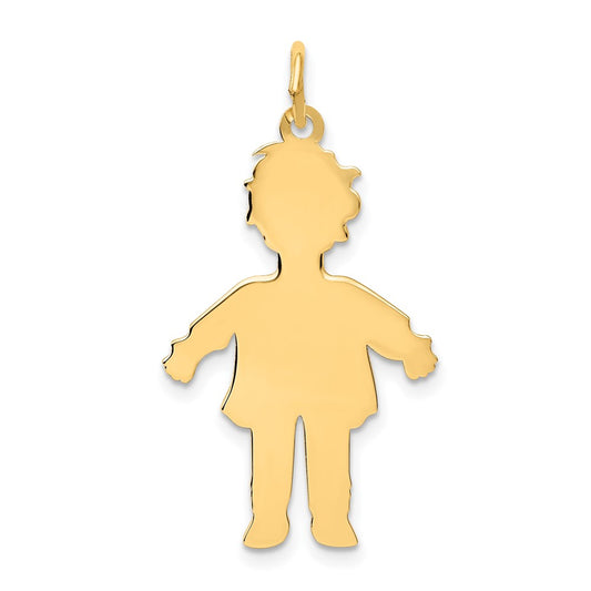 14k Yellow Gold Plain Polished Large BoyEngravable Charm Pendant Jewelry Gifts (Length 1.25" Width 0.74")