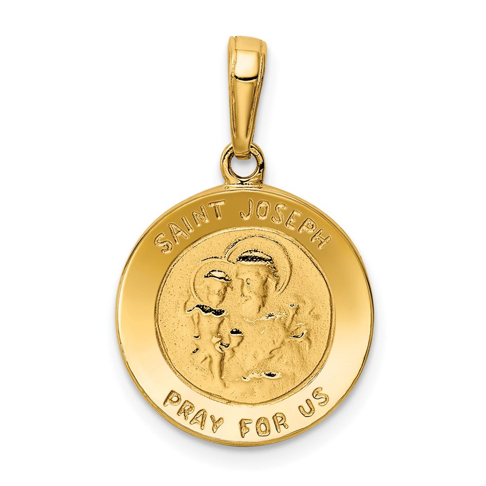 14k Yellow Gold Saint Joseph Medal Engravable Charm Pendant Jewelry Gifts (Length 0.92" Width 0.59")