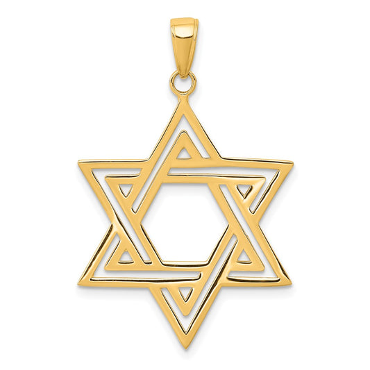 14k Yellow Gold Polished Star of DavidEngravable Charm Pendant Jewelry Gifts (Length 1.48" Width 0.98")