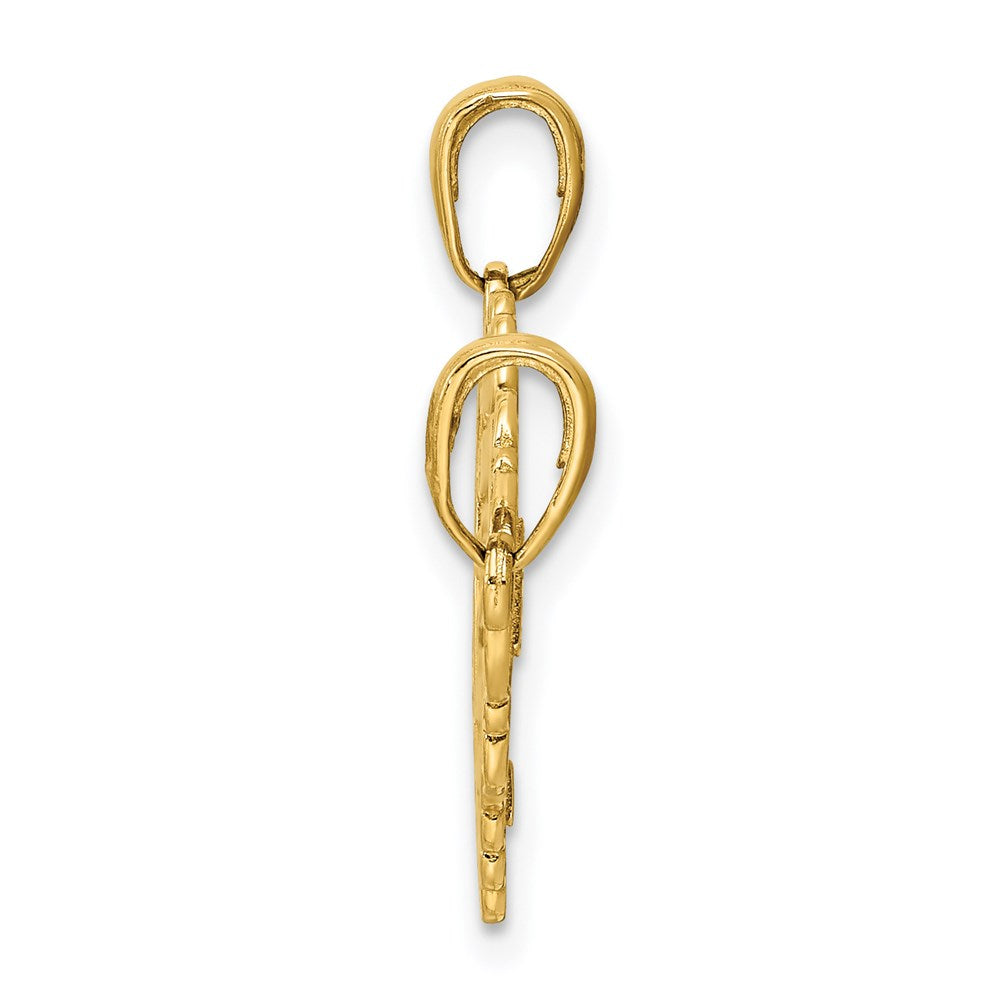 14k Yellow Gold Polished 2 Piece Break Apart HE WHO HOLDS THE KEY sEngravable Charm Pendant Jewelry Gifts (Length 0.86" Width 1.52")