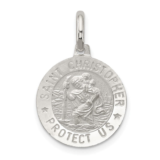 925 Sterling Silver St. Christopher Medal Engravable Charm Pendant Jewelry Gifts (Length 0.9" Width 0.59")