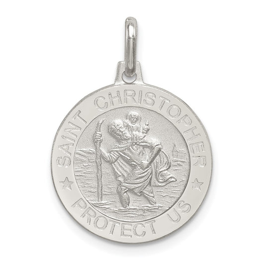 925 Sterling Silver St. Christopher Medal Engravable Charm Pendant Jewelry Gifts (Length 1.05" Width 0.78")