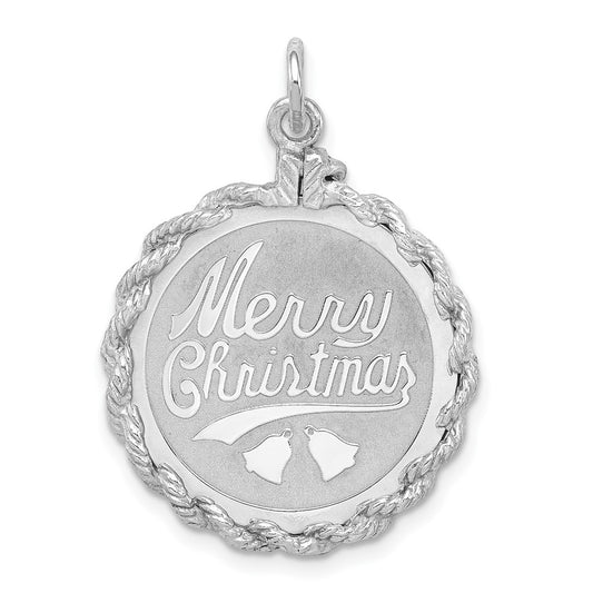 925 Sterling Silver Merry Christmas Disc Engravable Charm Pendant Jewelry Gifts (Length 1.17" Width 0.86")