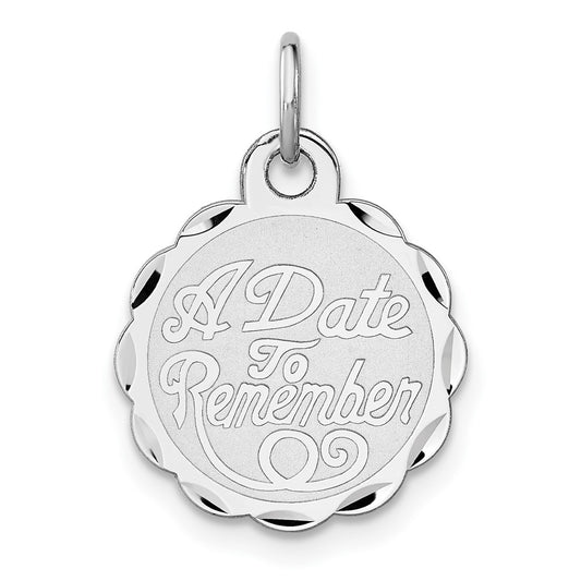 925 Sterling Silver A Date To Remember Disc Engravable Charm Pendant Jewelry Gifts (Length 0.9" Width 0.62")