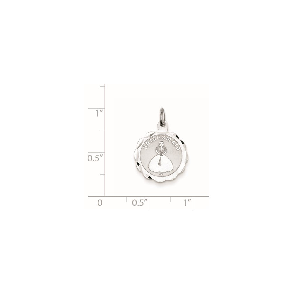 925 Sterling Silver Bridesmaid Disc Engravable Charm Pendant Jewelry Gifts (Length 0.9" Width 0.62")