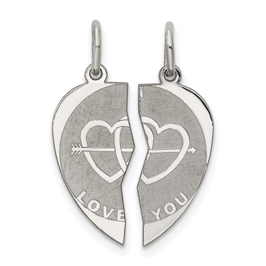 925 Sterling Silver 2 piece I Love You Disc Engravable Charm Pendant Jewelry Gifts (Length 0.9" Width 0.66")