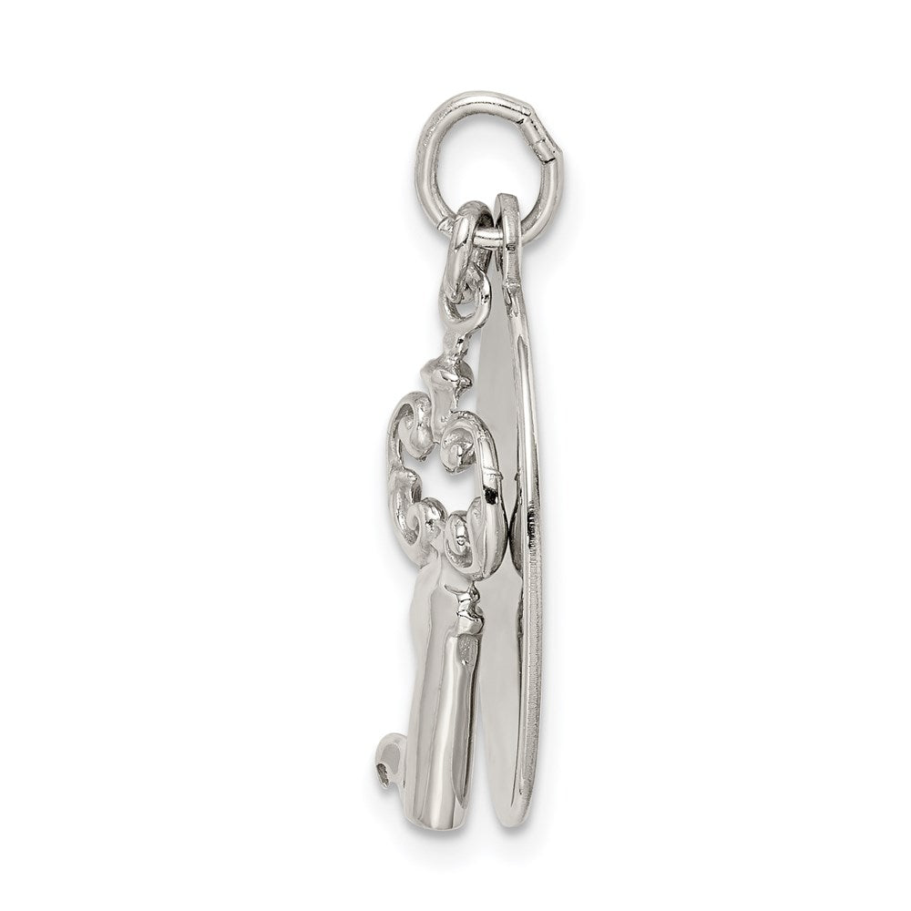 925 Sterling Silver key Engravable Charm Pendant Jewelry Gifts (Length 1.05" Width 0.66")
