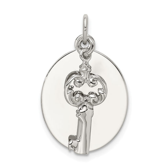 925 Sterling Silver key Engravable Charm Pendant Jewelry Gifts (Length 1.05" Width 0.66")