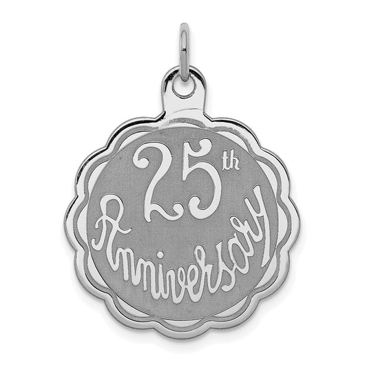 925 Sterling Silver 25th Anniversary Disc Engravable Charm Pendant Jewelry Gifts (Length 1.17" Width 0.9")