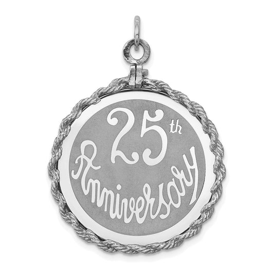 925 Sterling Silver 25th Anniversary Disc Engravable Charm Pendant Jewelry Gifts (Length 1.52" Width 1.13")
