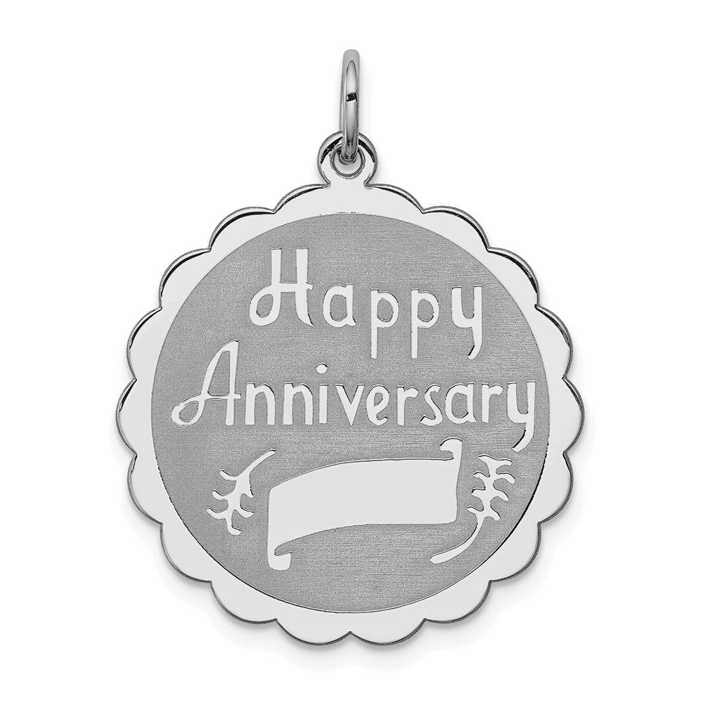 925 Sterling Silver Happy Anniversary Disc Engravable Charm Pendant Jewelry Gifts (Length 1.09" Width 0.94")