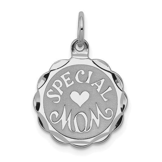 925 Sterling Silver Special Mom Disc Engravable Charm Pendant Jewelry Gifts (Length 0.7" Width 0.62")