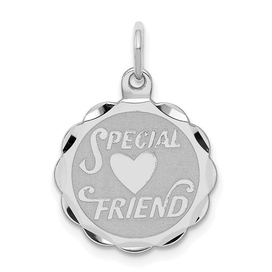 925 Sterling Silver Special Friend Disc Engravable Charm Pendant Jewelry Gifts (Length 0.7" Width 0.59")