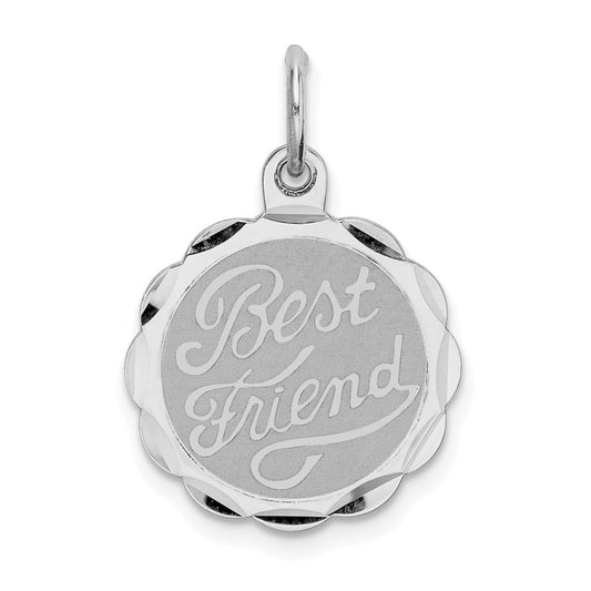 925 Sterling Silver Best Friend Disc Engravable Charm Pendant Jewelry Gifts (Length 0.7" Width 0.59")