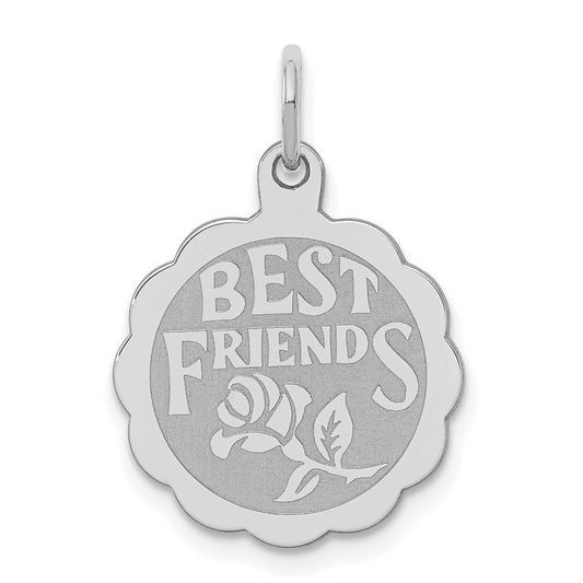 925 Sterling Silver Best Friends Disc Engravable Charm Pendant Jewelry Gifts (Length 0.7" Width 0.59")
