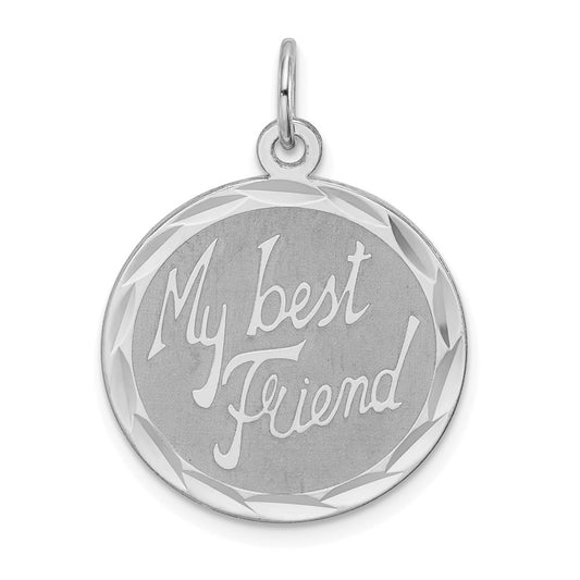 925 Sterling Silver My Best Friend Disc Engravable Charm Pendant Jewelry Gifts (Length 0.86" Width 0.74")