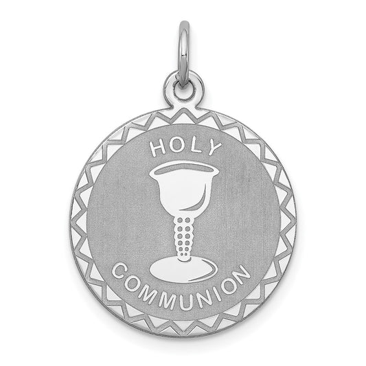 925 Sterling Silver Holy Communion Disc Engravable Charm Pendant Jewelry Gifts (Length 0.98" Width 0.78")